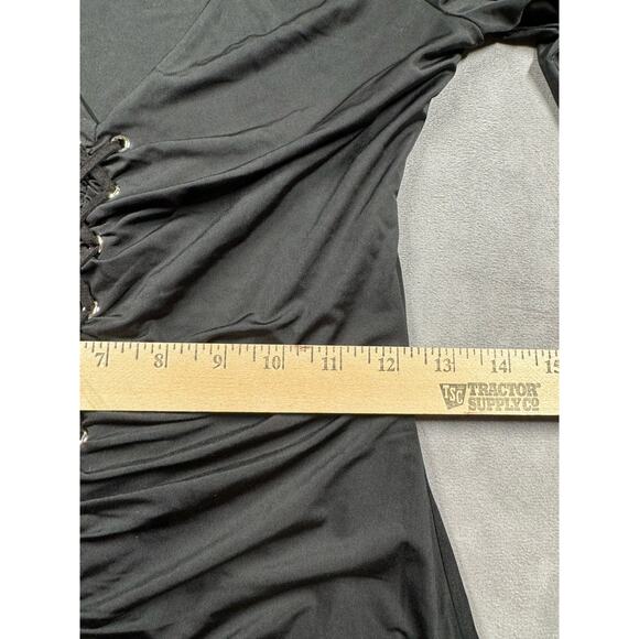 Mistress Rocks LA Make Over Black Plunge Grommet Eyelet Bodycon Dress Size S - Picture 6 of 14